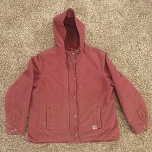 Carhartt Jacket Women's Large Sandstone Berkeley Duck Canvas Sherpa Purple Wine